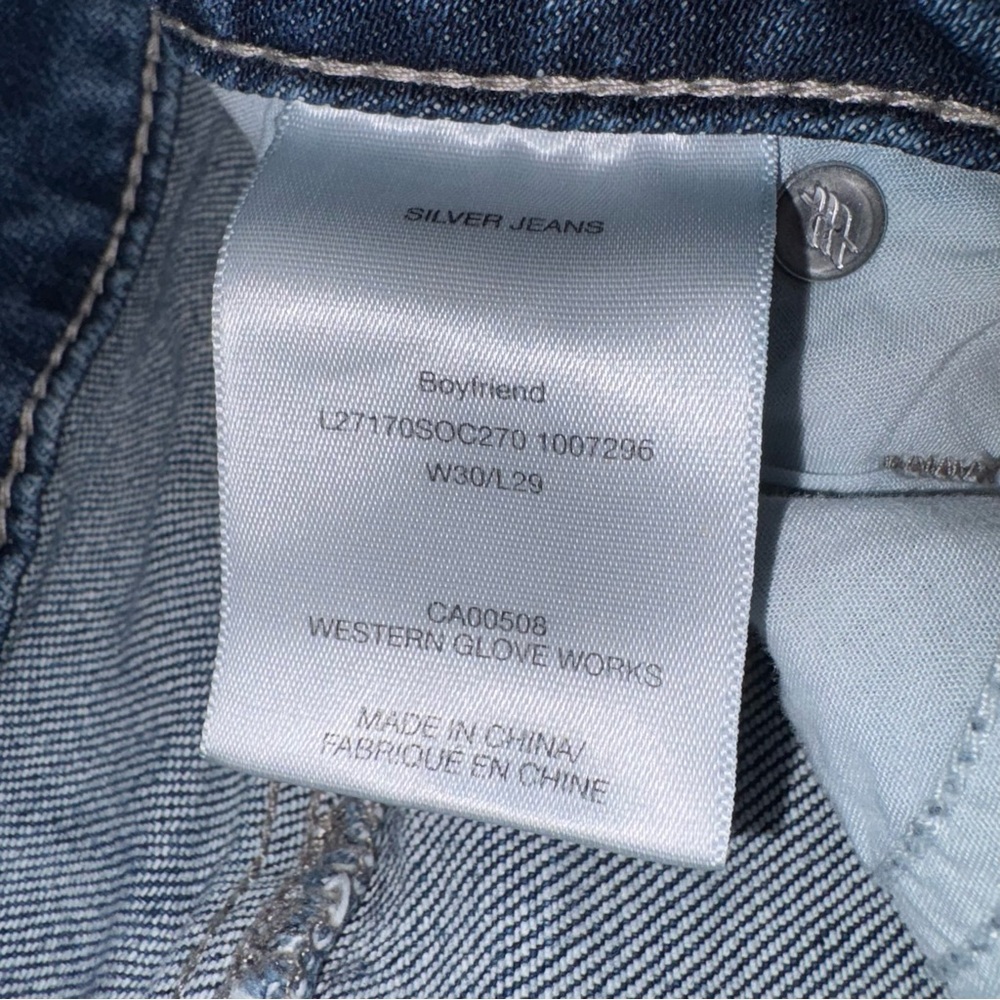 Silver Jeans Distressed Mid-Rise Boyfriend Blue Jeans Women’s 30W 29L - Picture 8 of 15